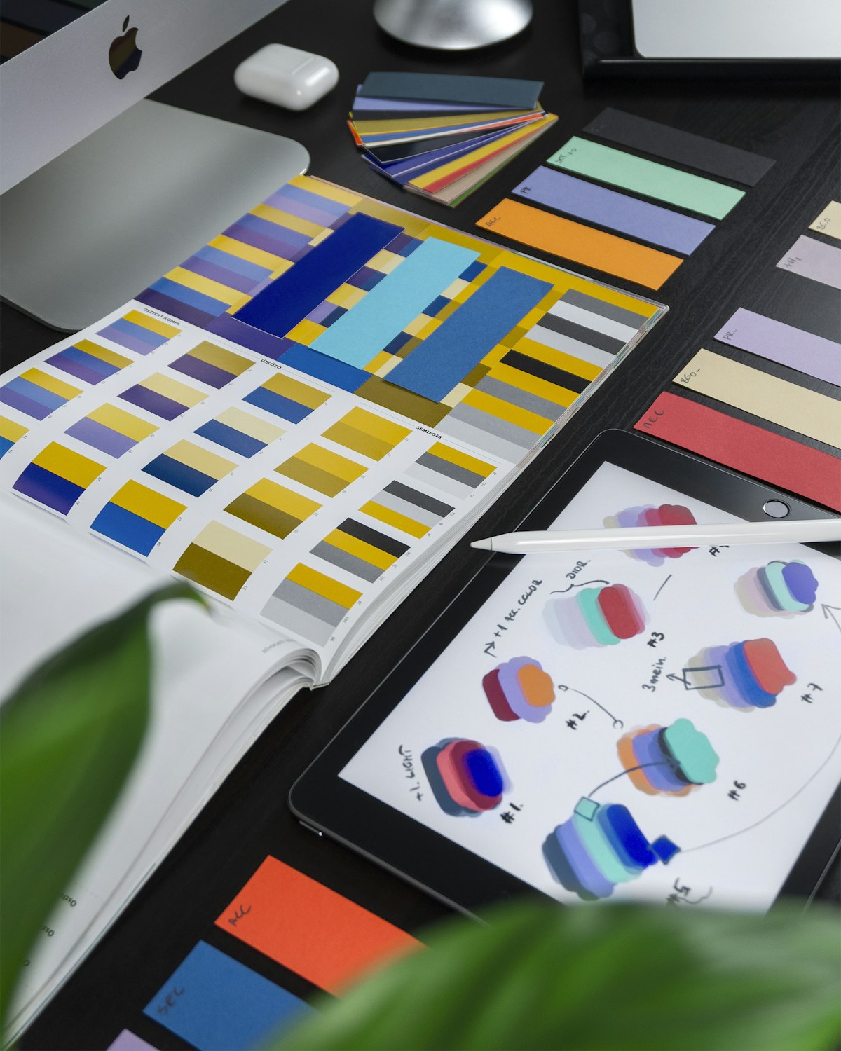 Designer workspace with creative tools